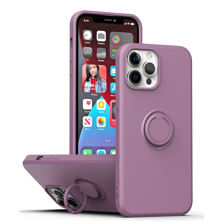 For iPhone 15 Pro Max Ring Kickstand Silicone Phone Case(Purple) - iPhone 15 Pro Max Cases by PMC TechLife | Online Shopping South Africa | PMC TechLife