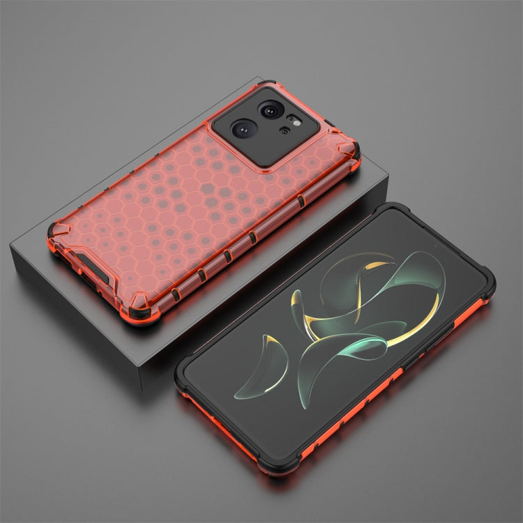 For Xiaomi 13T Shockproof Honeycomb Phone Case(Red) - Xiaomi Cases by PMC TechLife | Online Shopping South Africa | PMC TechLife | Buy Now Pay Later Mobicred