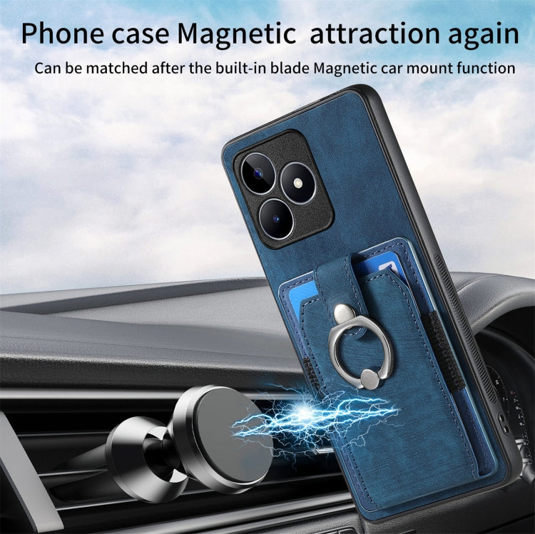 For Realme C53 4G Retro Skin-feel Ring Multi-card Wallet Phone Case(Blue) - Realme Cases by PMC TechLife | Online Shopping South Africa | PMC TechLife | Buy Now Pay Later Mobicred