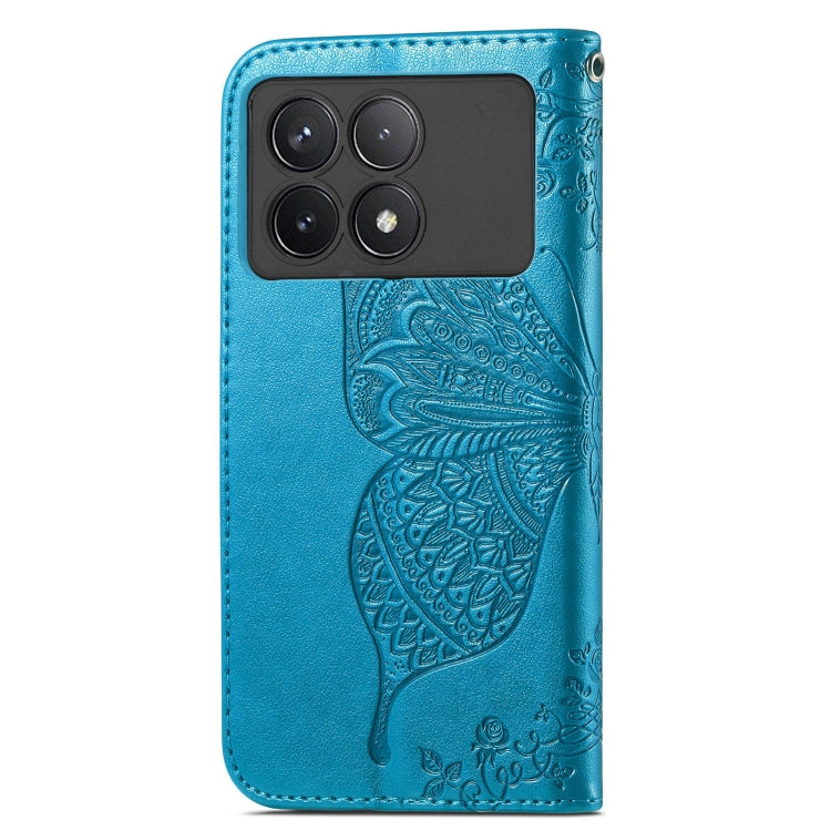 For Xiaomi Redmi K70 Butterfly Love Flower Embossed Leather Phone Case(Blue) - K70 Cases by PMC Jewellery | Online Shopping South Africa | PMC Jewellery | Buy Now Pay Later Mobicred