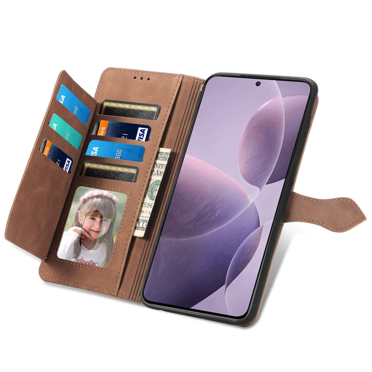 For Xiaomi Redmi K70 Embossed Flower Zipper Leather Phone Case(Brown) - K70 Cases by PMC Jewellery | Online Shopping South Africa | PMC Jewellery | Buy Now Pay Later Mobicred