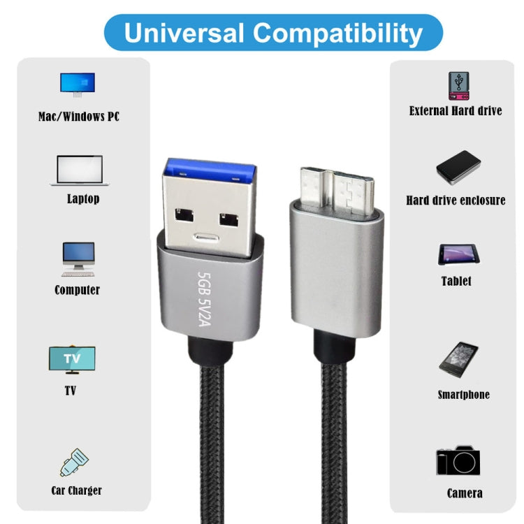 JUNSUNMAY USB 3.0 Male to Micro-B Cord Cable Compatible with Samsung Camera Hard Drive, Length:2m - USB Cable by JUNSUNMAY | Online Shopping South Africa | PMC TechLife | Buy Now Pay Later Mobicred