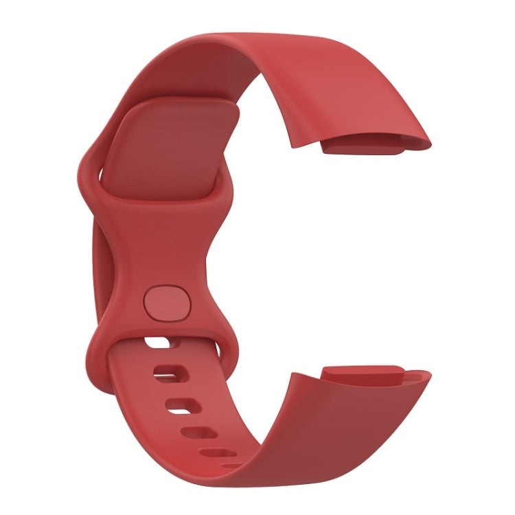 For Fitbit Charge 6 Solid Color Butterfly Buckle Silicone Watch Band, Size:S Size(Red) - Watch Bands by PMC TechLife | Online Shopping South Africa | PMC TechLife | Buy Now Pay Later Mobicred
