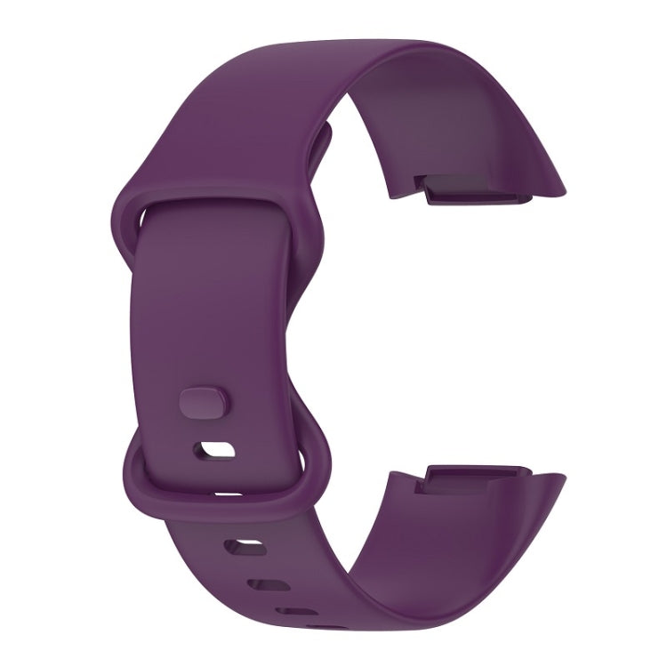 For Fitbit Charge 6 Solid Color Butterfly Buckle Silicone Watch Band, Size:S Size(Dark Purple) - Watch Bands by PMC TechLife | Online Shopping South Africa | PMC TechLife | Buy Now Pay Later Mobicred