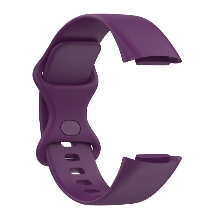 For Fitbit Charge 6 Solid Color Butterfly Buckle Silicone Watch Band, Size:S Size(Dark Purple) - Watch Bands by PMC TechLife | Online Shopping South Africa | PMC TechLife | Buy Now Pay Later Mobicred