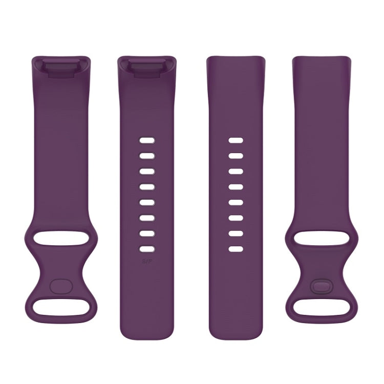 For Fitbit Charge 6 Solid Color Butterfly Buckle Silicone Watch Band, Size:S Size(Dark Purple) - Watch Bands by PMC TechLife | Online Shopping South Africa | PMC TechLife | Buy Now Pay Later Mobicred