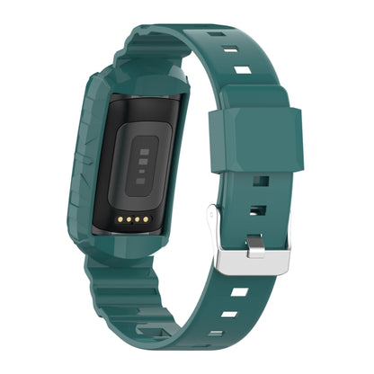 For Fitbit Charge 6 / 5 / 4 / 3 Armor Integrated TPU Watch Band(Pine Green) - Watch Bands by PMC Jewellery | Online Shopping South Africa | PMC Jewellery | Buy Now Pay Later Mobicred