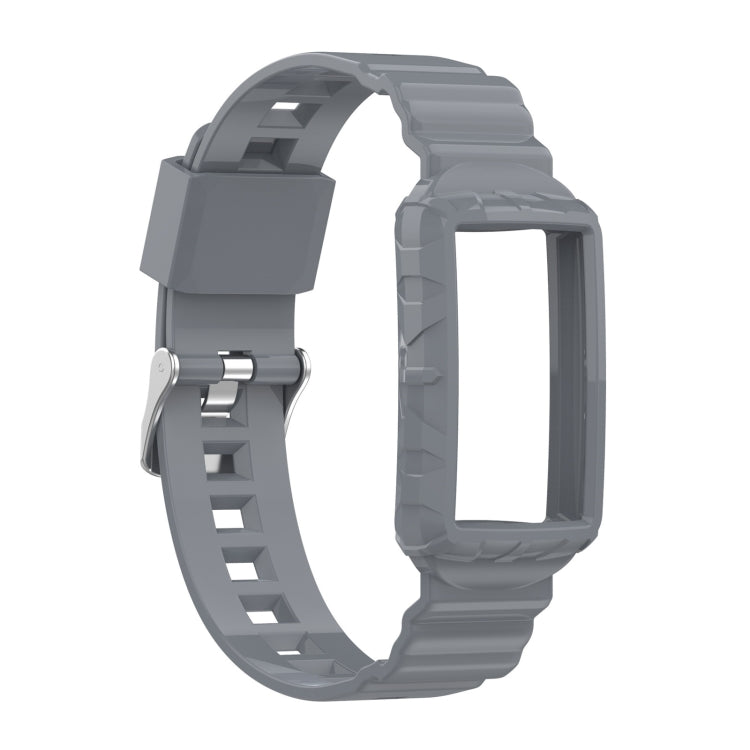 For Fitbit Charge 6 / 5 / 4 / 3 Armor Integrated TPU Watch Band(Gray) - Watch Bands by PMC TechLife | Online Shopping South Africa | PMC TechLife | Buy Now Pay Later Mobicred