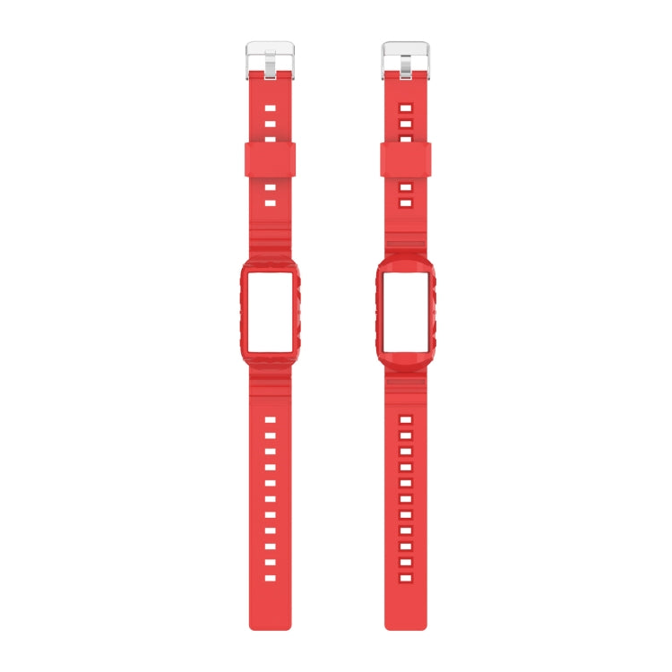 For Fitbit Charge 6 / 5 / 4 / 3 Armor Integrated TPU Watch Band(Red) - Watch Bands by PMC Jewellery | Online Shopping South Africa | PMC Jewellery | Buy Now Pay Later Mobicred