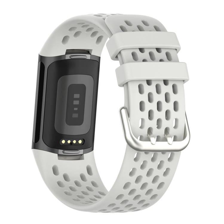 For Fitbit Charge 5 Solid Color Breathable Sports Silicone Watch Band(Starlight Color) - Watch Bands by PMC TechLife | Online Shopping South Africa | PMC TechLife | Buy Now Pay Later Mobicred