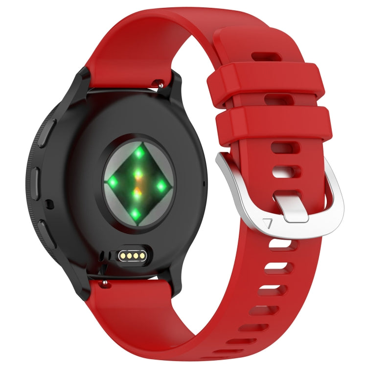 For Garmin Vivoactive 4S Liquid Glossy Silver Buckle Silicone Watch Band(Red) - free shipping - PMC TechLife - Order now!