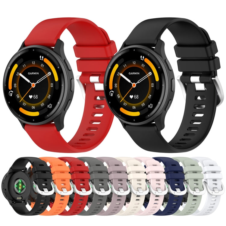 For Garmin Vivoactive 4S Liquid Glossy Silver Buckle Silicone Watch Band(White) - free shipping - PMC TechLife - Order now!