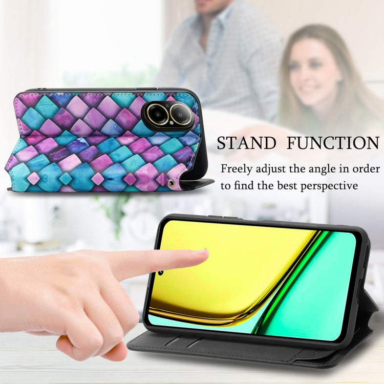 For Realme C67 4G CaseNeo Colorful Magnetic Leather Phone Case(Colored Squares) - C67 Cases by PMC Jewellery | Online Shopping South Africa | PMC Jewellery | Buy Now Pay Later Mobicred