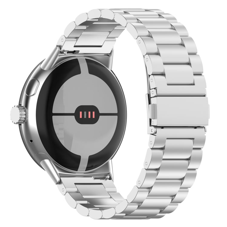 For Google Pixel Watch 2 Three Bead Stainless Steel Metal Watch Band(Silver) - free shipping - PMC TechLife - Order now!