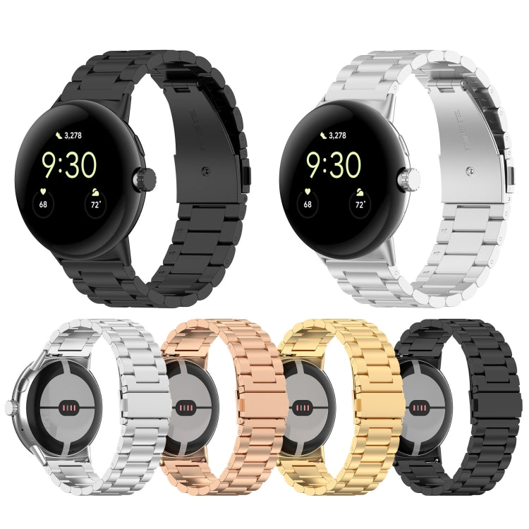For Google Pixel Watch 2 Three Bead Stainless Steel Metal Watch Band(Gold) - free shipping - PMC TechLife - Order now!