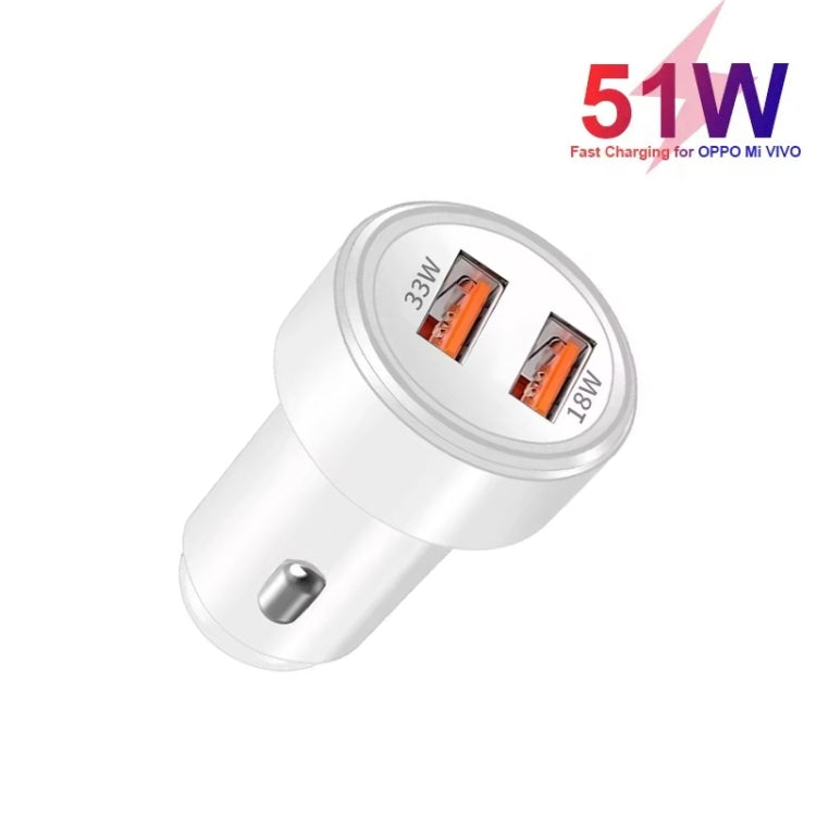 51W Dual Port QC3.0 USB 33W + 18W Fully Compatible Car Charger(White) - Car Charger by PMC Jewellery | Online Shopping South Africa | PMC Jewellery | Buy Now Pay Later Mobicred