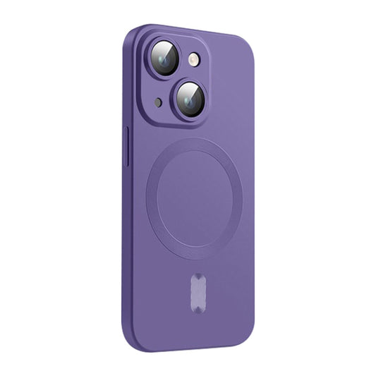 For iPhone 15 ENKAY MagSafe Matte TPU Phone Case with Lens Film(Purple) - iPhone 15 Cases by ENKAY | Online Shopping South Africa | PMC Jewellery | Buy Now Pay Later Mobicred