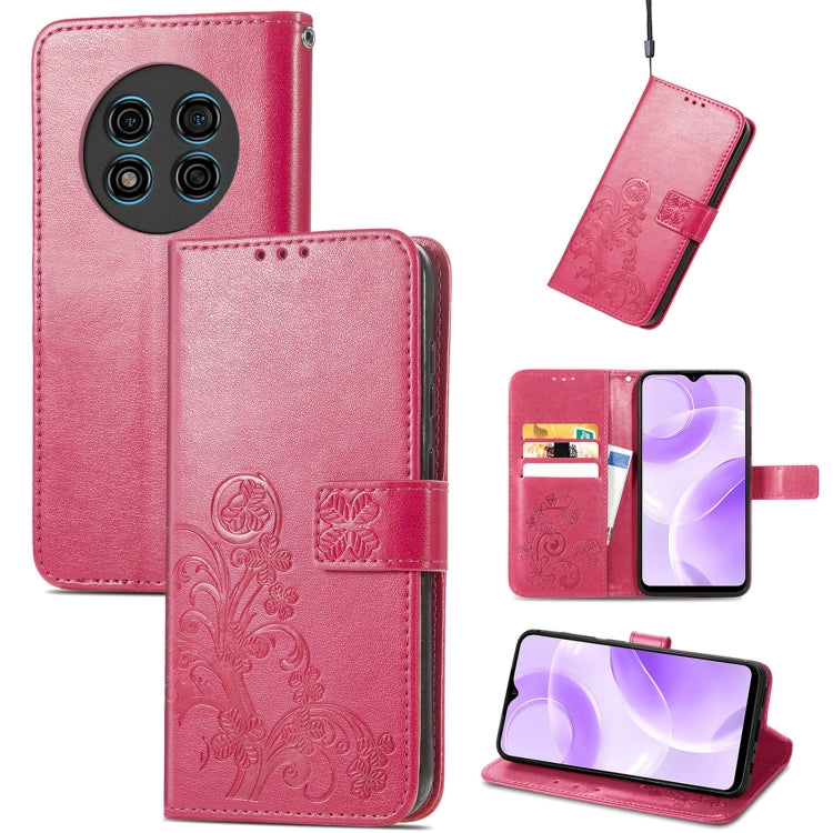 For Ulefone Note 15 Four-leaf Clasp Embossed Buckle Leather Phone Case(Red) - Ulefone Cases by PMC Jewellery | Online Shopping South Africa | PMC Jewellery | Buy Now Pay Later Mobicred