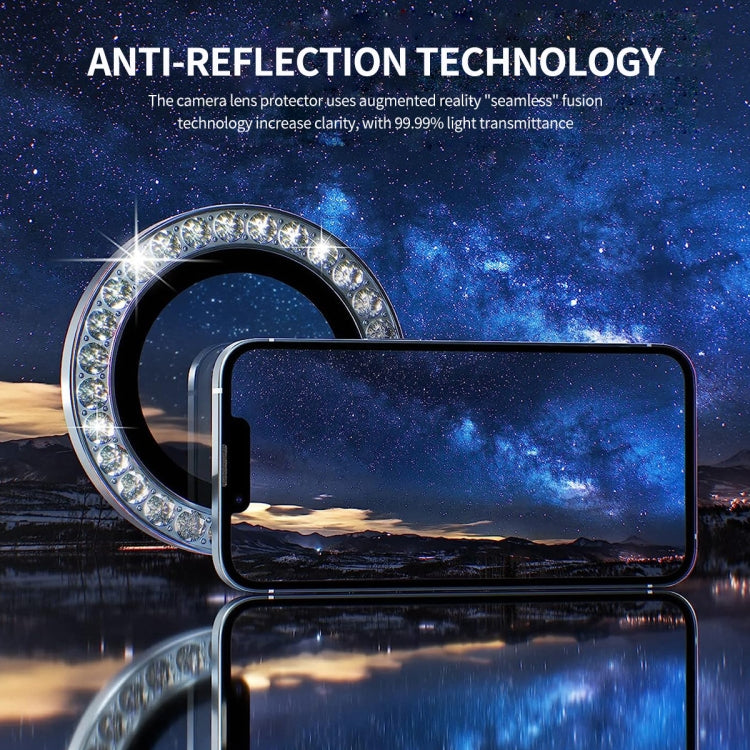 For iPhone 15 Pro / 15 Pro Max ENKAY AR Anti-reflection Individual Diamond Ring Camera Lens Glass Full Film(Deep Blue) - iPhone 15 Pro Tempered Glass by ENKAY | Online Shopping South Africa | PMC Jewellery | Buy Now Pay Later Mobicred