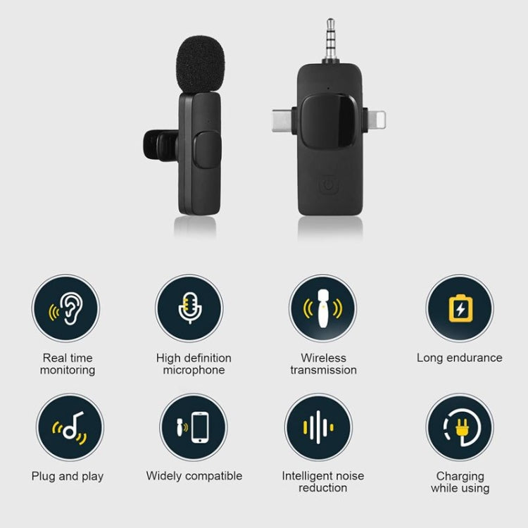 3 in 1 Wireless Lavalier Microphones for iPhone / Android - Microphone by PMC TechLife | Online Shopping South Africa | PMC TechLife