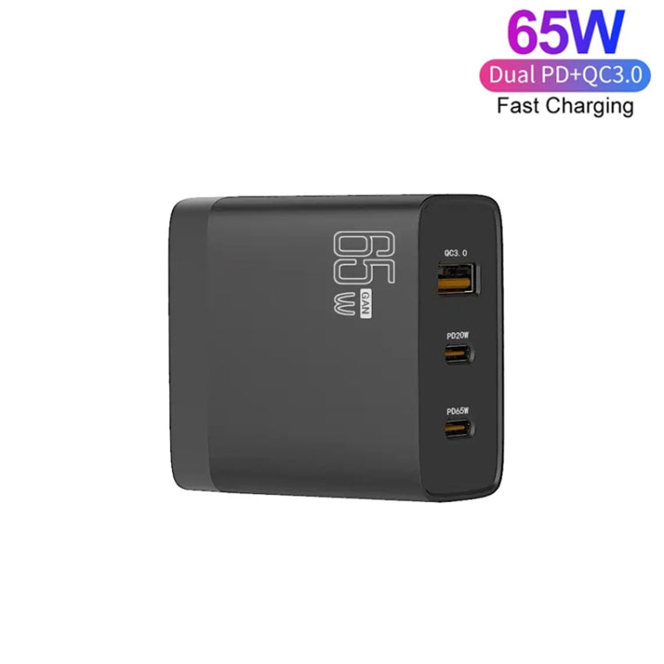 GAN 65W PD45W Dual Type-C+QC3.0 USB Multi Compatible Laptop Adapter EU + US Plug Black - Power Supply by PMC TechLife | Online Shopping South Africa | PMC TechLife | Buy Now Pay Later Mobicred