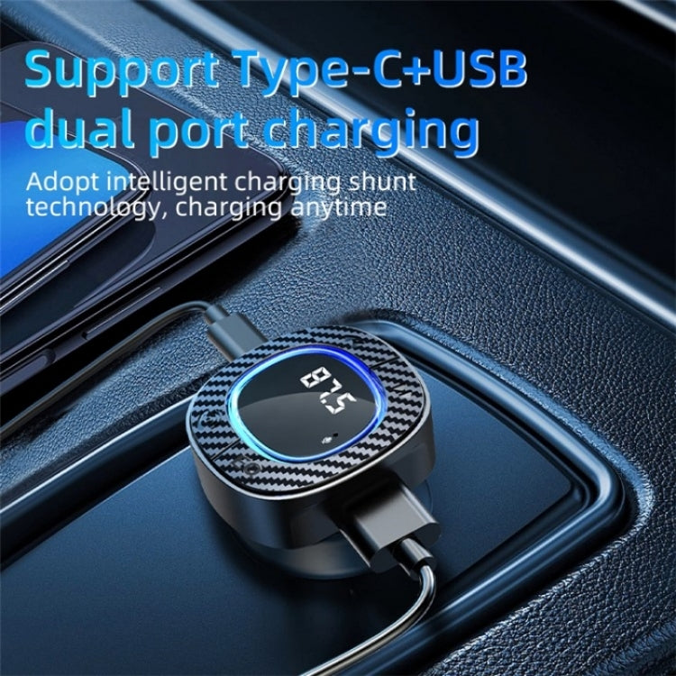 C42 Type-C + USB Car Charger Adapter Bluetooth Hands-free Call MP3 Music Player FM Transmitter - Bluetooth Car Kits by PMC Jewellery | Online Shopping South Africa | PMC Jewellery | Buy Now Pay Later Mobicred