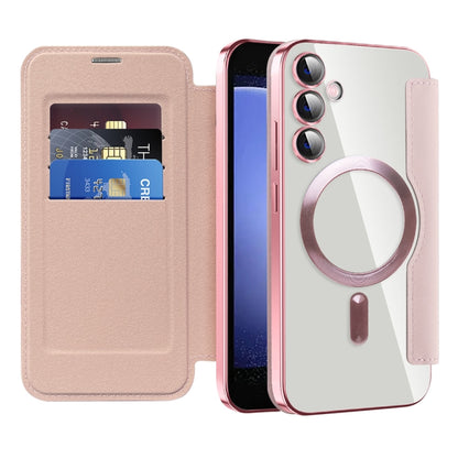 For Samsung Galaxy S23 FE 5G MagSafe Magnetic RFID Anti-theft Leather Phone Case(Pink) - Galaxy S23 FE 5G Cases by PMC Jewellery | Online Shopping South Africa | PMC Jewellery