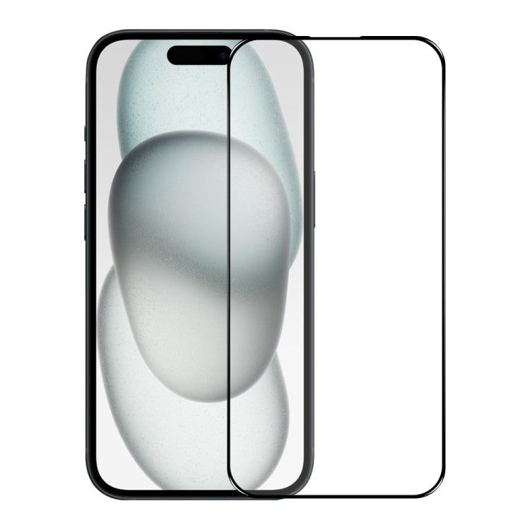 For iPhone 15 Plus NORTHJO A++ Screen Protector Full Glue Silk Printing Tempered Glass Film(Black) - free shipping - PMC Jewellery - Order now!