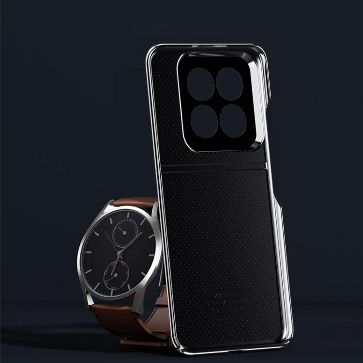 For Xiaomi 14 Electroplating Plain-leather All-inclusive Shockproof Phone Case(Black) - 14 Cases by PMC TechLife | Online Shopping South Africa | PMC TechLife