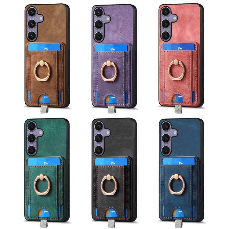 For Samsung Galaxy S25+ 5G Retro Splitable Magnetic Card Bag Leather Phone Case(Brown) - Galaxy Phone Cases by PMC Jewellery | Online Shopping South Africa | PMC Jewellery | Buy Now Pay Later Mobicred