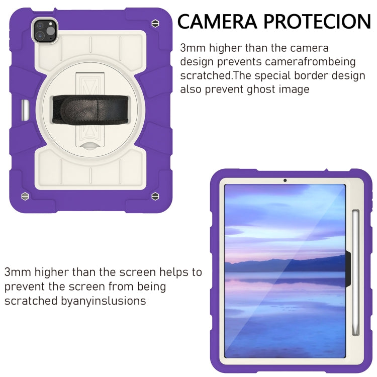 For iPad Pro 11 2024 Silicone Hybrid PC Shockproof Tablet Case with Shoulder Strap(Catharanthus Roseus) - iPad Pro 11 2024 Cases by PMC TechLife | Online Shopping South Africa | PMC TechLife | Buy Now Pay Later Mobicred