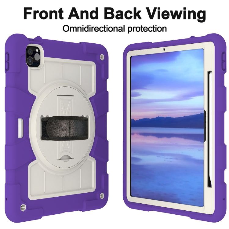 For iPad Pro 11 2024 Silicone Hybrid PC Shockproof Tablet Case with Shoulder Strap(Catharanthus Roseus) - iPad Pro 11 2024 Cases by PMC TechLife | Online Shopping South Africa | PMC TechLife | Buy Now Pay Later Mobicred