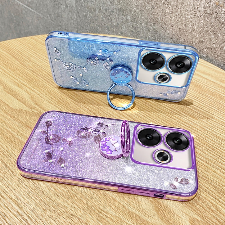 For Xiaomi Redmi Turbo 3 Gradient Glitter Immortal Flower Ring All-inclusive Phone Case(Blue) - Xiaomi Cases by PMC TechLife | Online Shopping South Africa | PMC TechLife | Buy Now Pay Later Mobicred