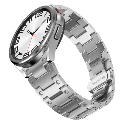 For Samsung Galaxy Watch 6 40 / 44mm Dual Circle Curved Connection Stainless Steel Watch Band(Silver) - Watch Bands by PMC Jewellery | Online Shopping South Africa | PMC Jewellery