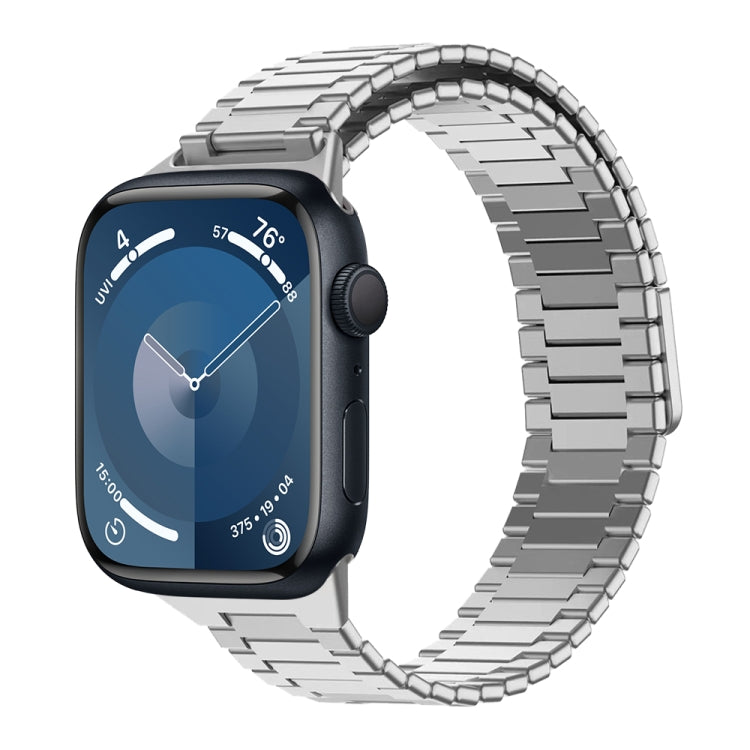 For Apple Watch Series 9 41mm Bamboo Magnetic Stainless Steel Metal Watch Strap(Silver) - Watch Bands by PMC Jewellery | Online Shopping South Africa | PMC Jewellery