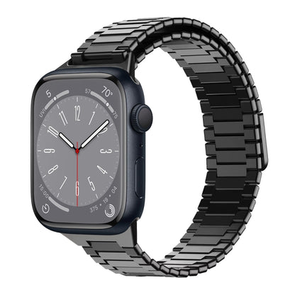 For Apple Watch Series 8 41mm Bamboo Magnetic Stainless Steel Metal Watch Strap(Black) - Watch Bands by PMC Jewellery | Online Shopping South Africa | PMC Jewellery