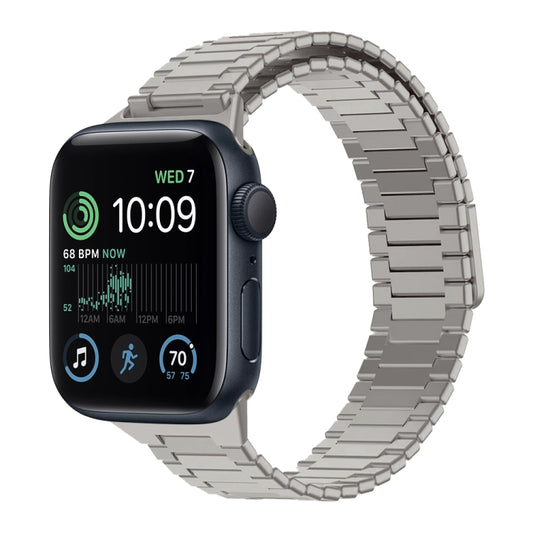 For Apple Watch SE 2022 44mm Bamboo Magnetic Stainless Steel Metal Watch Strap(Titanium Color) - Watch Bands by PMC Jewellery | Online Shopping South Africa | PMC Jewellery