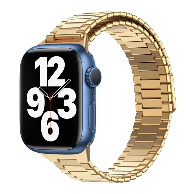 For Apple Watch Series 7 45mm Bamboo Magnetic Stainless Steel Metal Watch Strap(Gold) - Watch Bands by PMC Jewellery | Online Shopping South Africa | PMC Jewellery