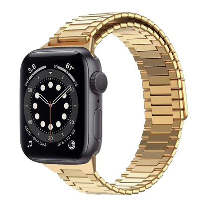 For Apple Watch Series 6 40mm Bamboo Magnetic Stainless Steel Metal Watch Strap(Gold) - Watch Bands by PMC Jewellery | Online Shopping South Africa | PMC Jewellery