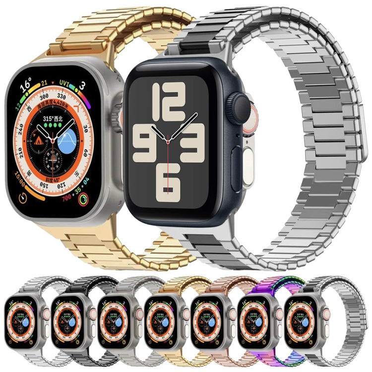 For Apple Watch Series 9 45mm Bamboo Magnetic Stainless Steel Metal Watch Strap(Titanium Color) - Watch Bands by PMC Jewellery | Online Shopping South Africa | PMC Jewellery