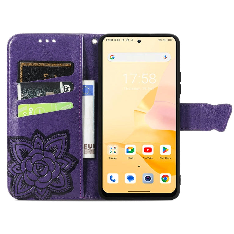 For Blackview Shark 8 Butterfly Love Flower Embossed Leather Phone Case(Dark Purple) - More Brand by PMC Jewellery | Online Shopping South Africa | PMC Jewellery | Buy Now Pay Later Mobicred