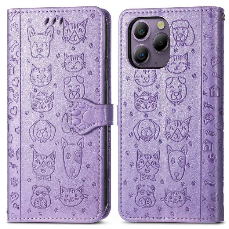 For Blackview A96 Cat and Dog Embossed Leather Phone Case(Purple) - free shipping - PMC TechLife - Order now!
