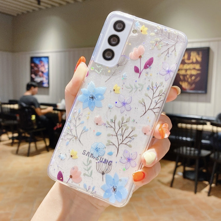 For Samsung Galaxy A55 Fresh Small Floral Epoxy TPU Phone Case(D05 Blue Floral) - Galaxy Phone Cases by PMC Jewellery | Online Shopping South Africa | PMC Jewellery