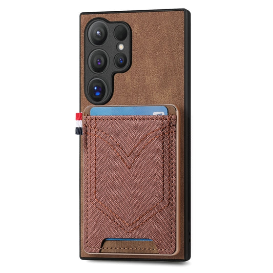 For Samsung Galaxy S25 Ultra 5G Denim Texture Leather Skin Phone Case with Card Slot(Brown) - Galaxy S25 Ultra 5G Cases by PMC Jewellery | Online Shopping South Africa | PMC Jewellery | Buy Now Pay Later Mobicred