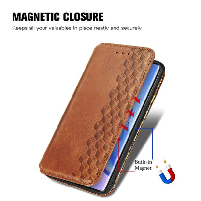 For Blackview A200 Pro Cubic Grid Pressed Magnetic Leather Phone Case(Brown) - More Brand by PMC Jewellery | Online Shopping South Africa | PMC Jewellery