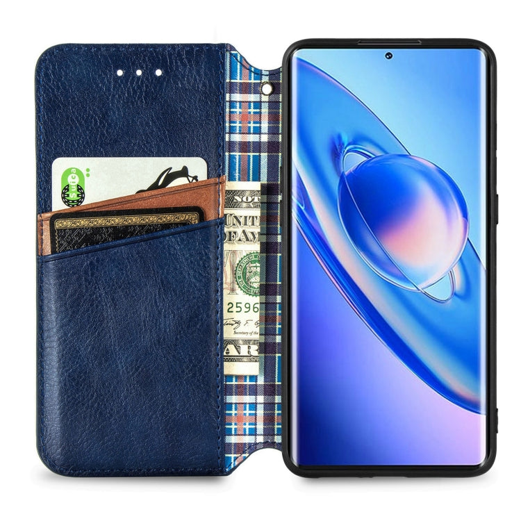 For Blackview A200 Pro Cubic Grid Pressed Magnetic Leather Phone Case(Blue) - More Brand by PMC Jewellery | Online Shopping South Africa | PMC Jewellery