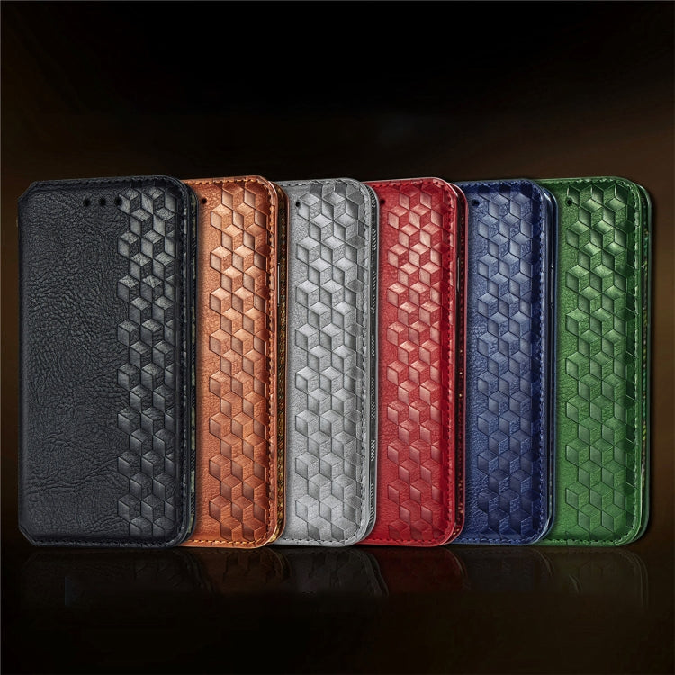 For Blackview A200 Pro Cubic Grid Pressed Magnetic Leather Phone Case(Green) - More Brand by PMC Jewellery | Online Shopping South Africa | PMC Jewellery