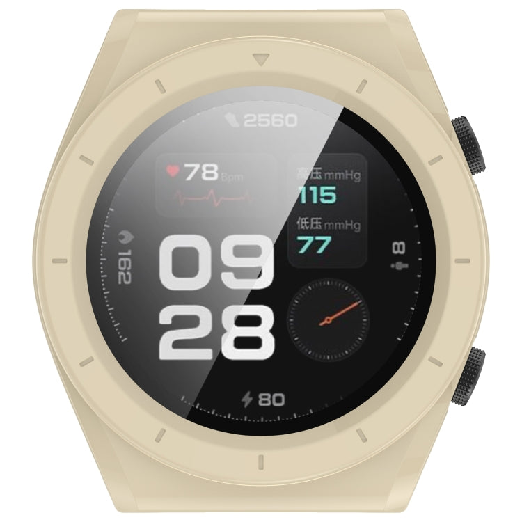 For Xiaomi Watch H1 PC + Tempered Film Integrated Watch Protective Case(Beige) - Watch Cases by PMC TechLife | Online Shopping South Africa | PMC TechLife | Buy Now Pay Later Mobicred