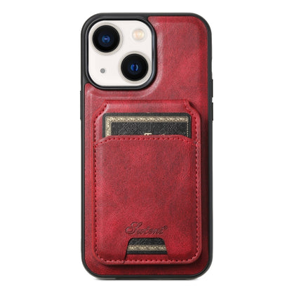 For iPhone 13 Suteni H15 MagSafe Oil Eax Leather Detachable Wallet Back Phone Case(Red) - iPhone 13 Cases by Suteni | Online Shopping South Africa | PMC Jewellery