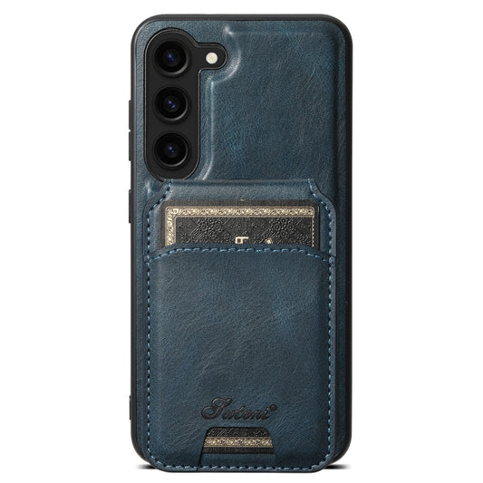 For Samsung Galaxy S23 5G Suteni H15 MagSafe Oil Eax Leather Detachable Wallet Back Phone Case(Blue) - Galaxy S23 5G Cases by Suteni | Online Shopping South Africa | PMC Jewellery